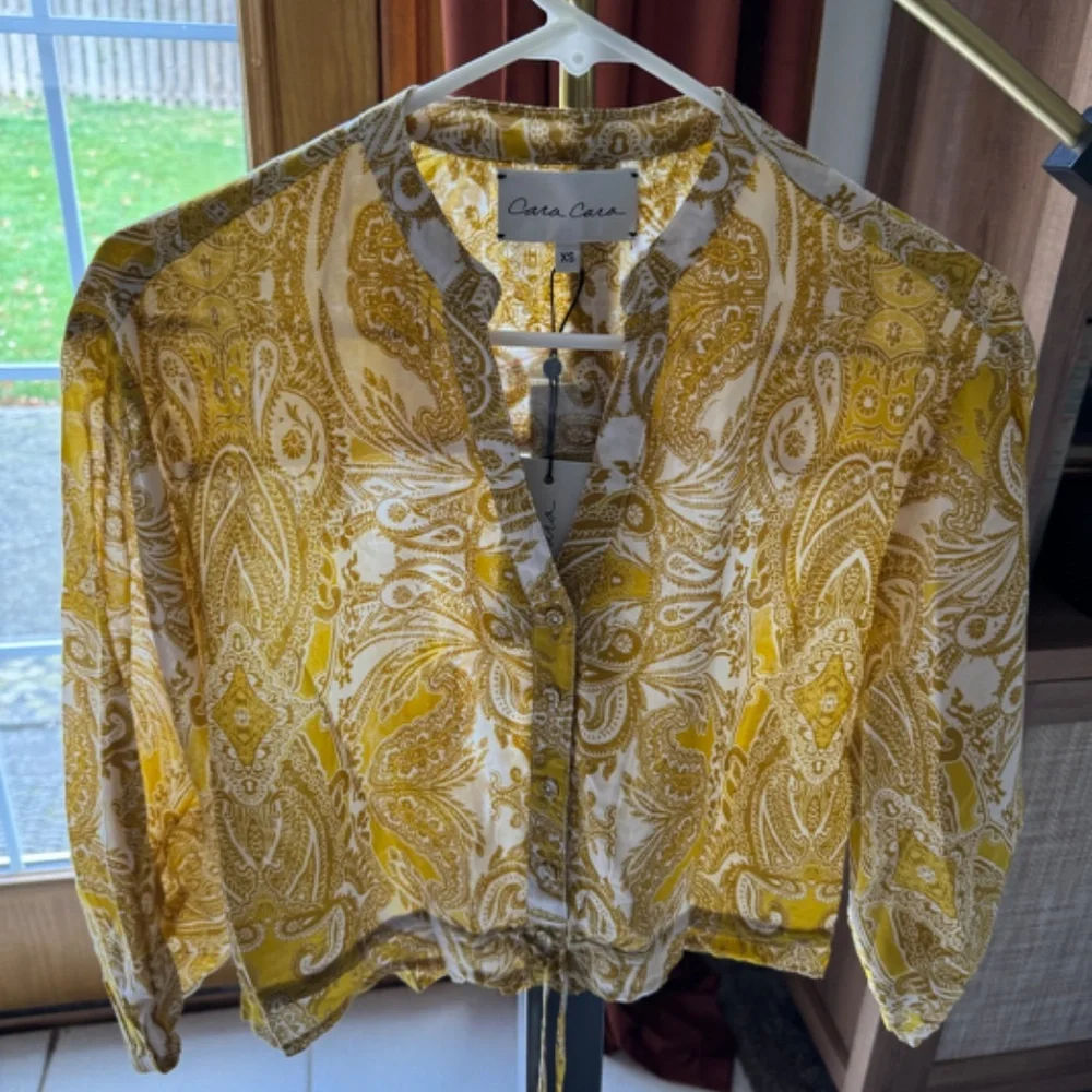 Cara Cara Perrin Top, Inkwash Paisley Yellow - Picture 3 of 4